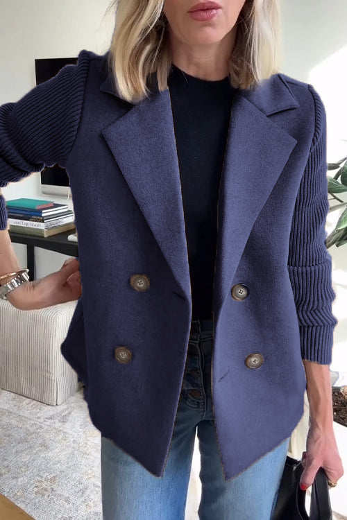 Damen Woll Casual Blazer Mantel Mit Reverskragen – Elegante Alltagsjacke