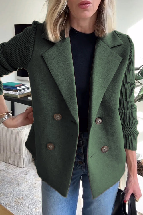 Damen Woll Casual Blazer Mantel Mit Reverskragen – Elegante Alltagsjacke