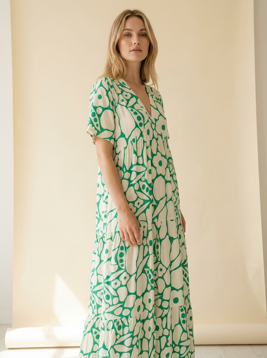 Bedrucktes Maxi-Sommerkleid - Grün - Hero