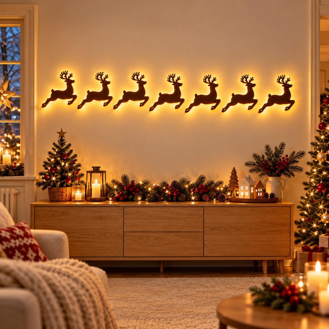 LED Rentier Wanddeko Warmweiß
