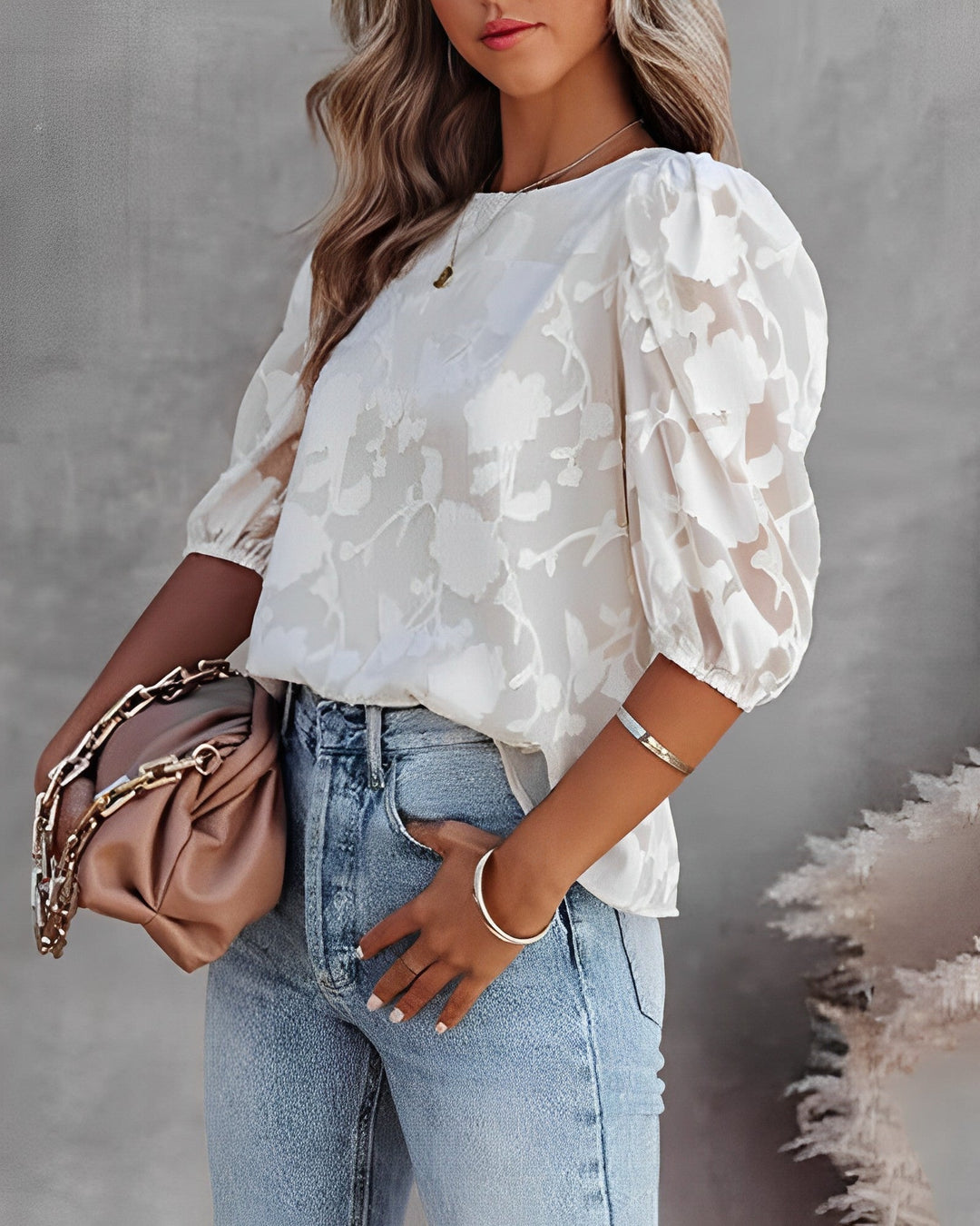 Women's Blouse Chiffon Floral Pattern Elegant