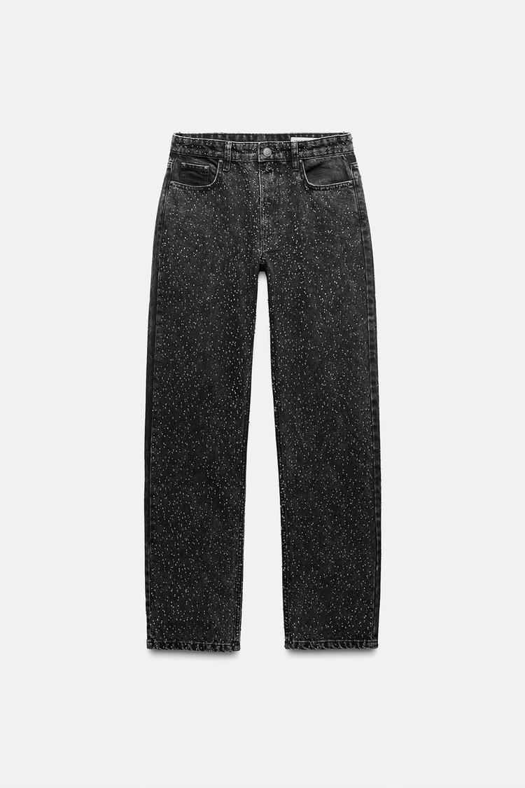 Gerade Damenjeans mit hoher Taille aus Baumwolle im Vintage-Look