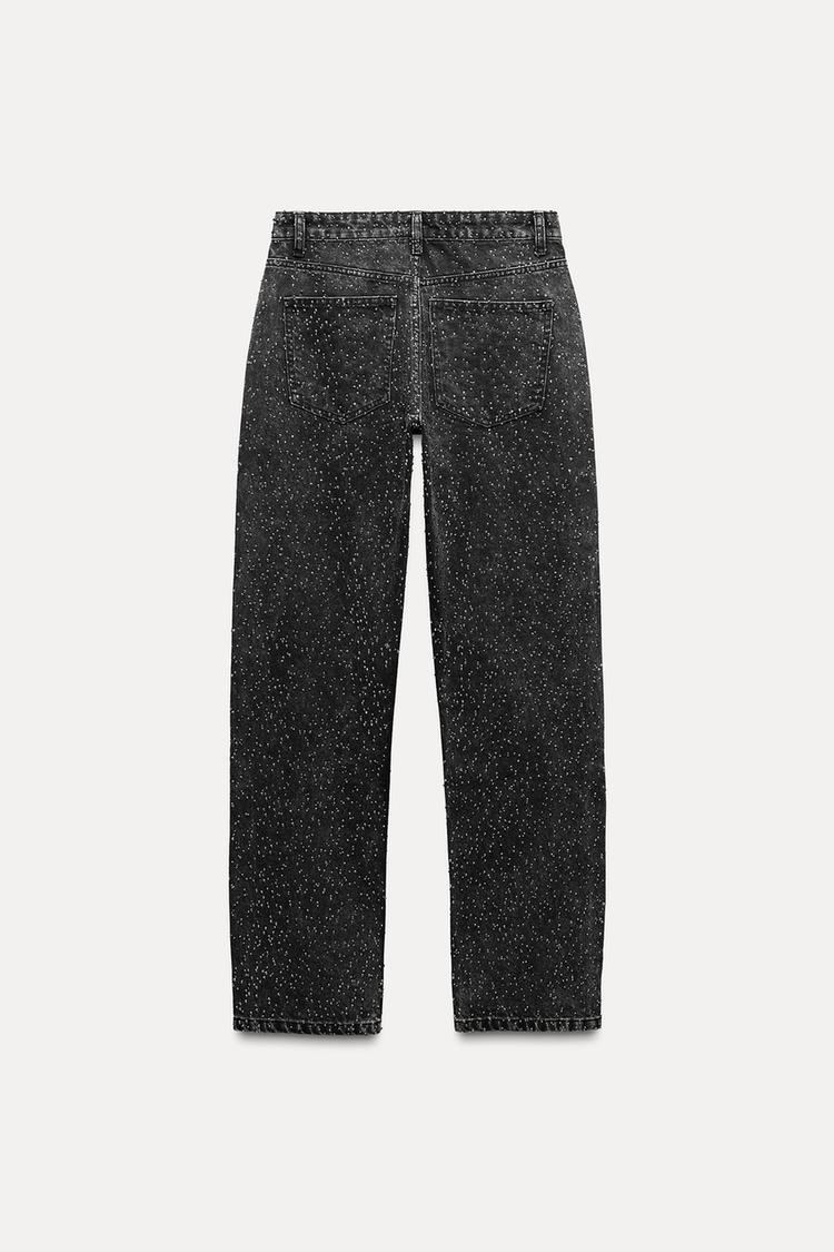 Gerade Damenjeans mit hoher Taille aus Baumwolle im Vintage-Look