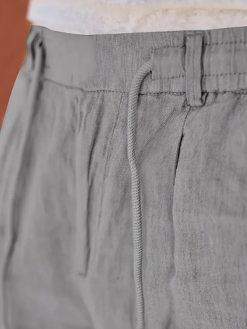 Men's Wide-Cut Linen Pants – Casual Summer Pants with Drawstring