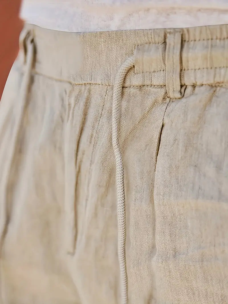 Men's Wide-Cut Linen Pants – Casual Summer Pants with Drawstring