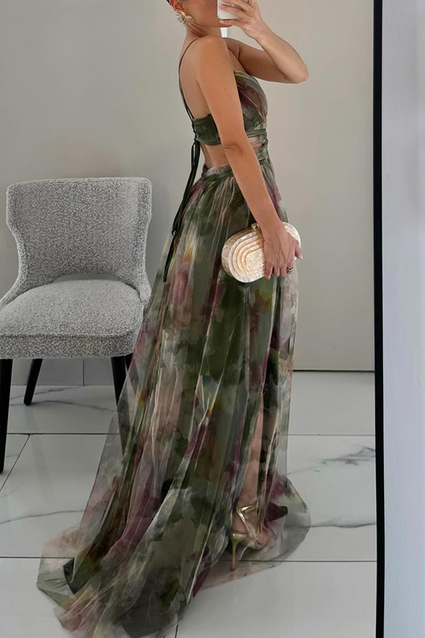 Women's Floral Flowing Maxi Dress – Sleeveless Elegant Wedding Guest Dress