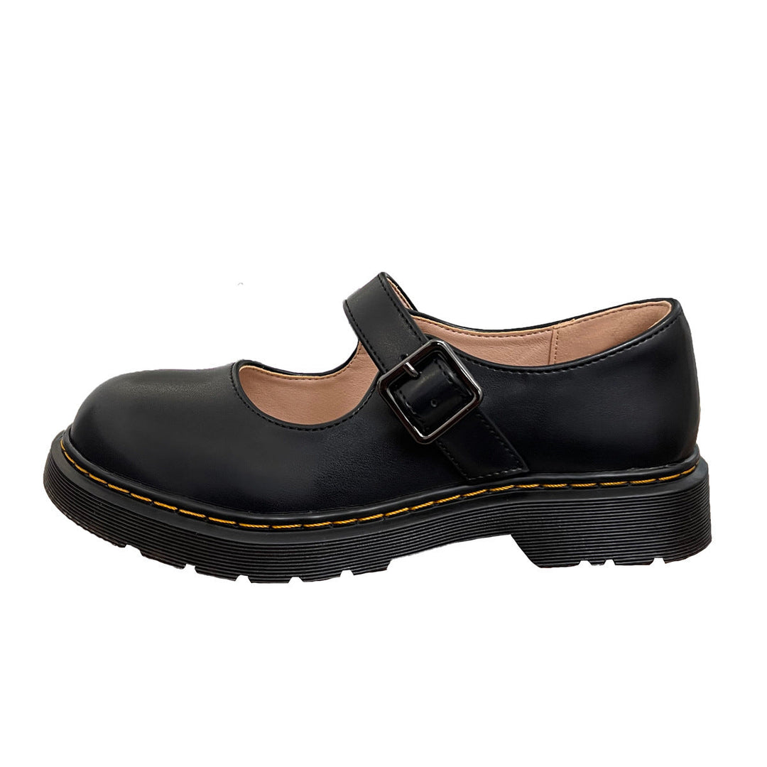 Damen Klassische Mary Jane Flats in Braun – Retro-Look mit Schnalle und Rundkappe