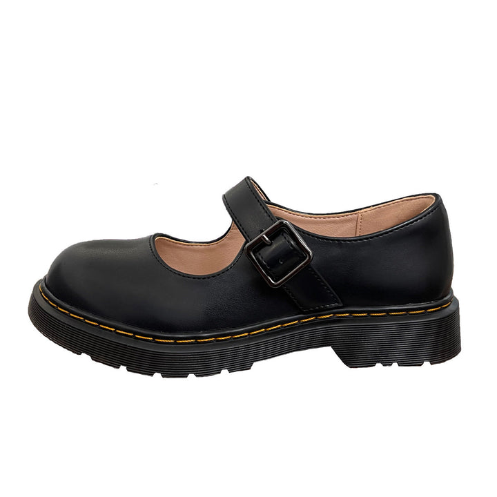 Damen Klassische Mary Jane Flats in Braun – Retro-Look mit Schnalle und Rundkappe
