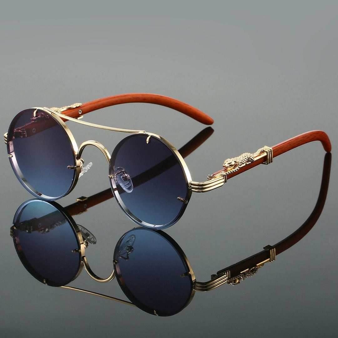 Retro Runde Metallrahmen Sonnenbrille - Blau