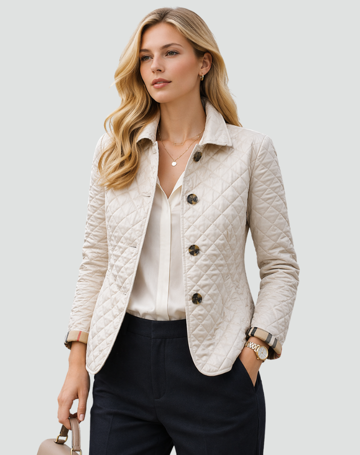Damen Übergangsjacke Regular Fit Doorgestikt mit Kragen und Knöpfe