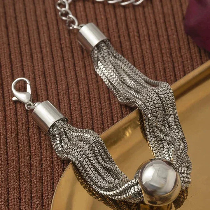 Adjustable Stainless Steel Necklace with Shiny Ball – Elegant