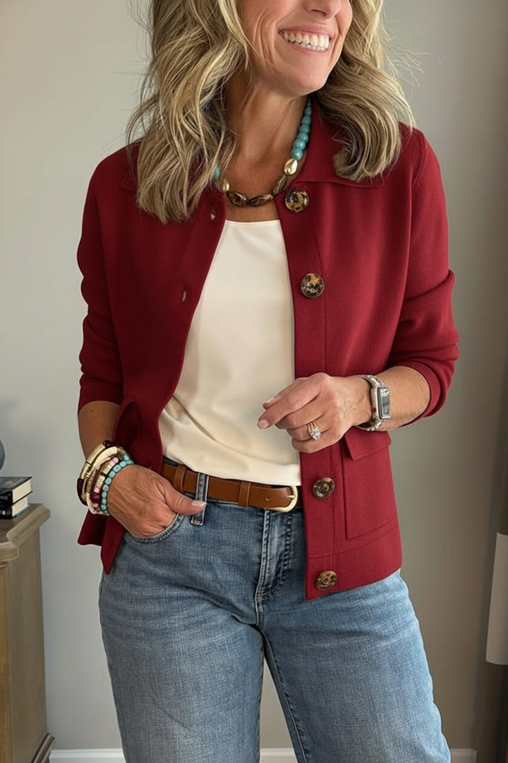 Damen Casual Blazer mit Reverskragen und Taschen