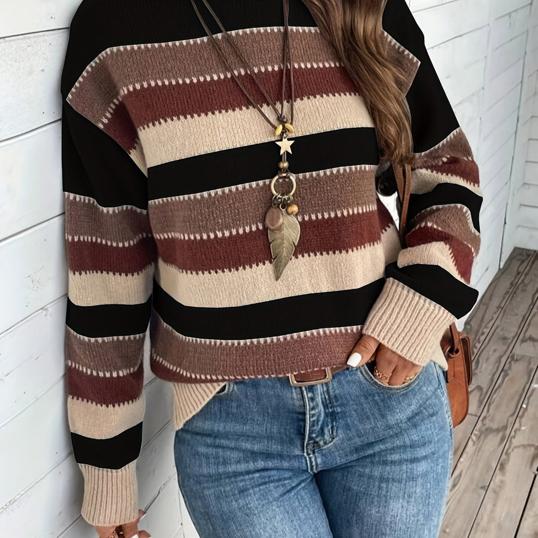 Maren | Damen Pullover gestreift mit Rundhalsausschnitt