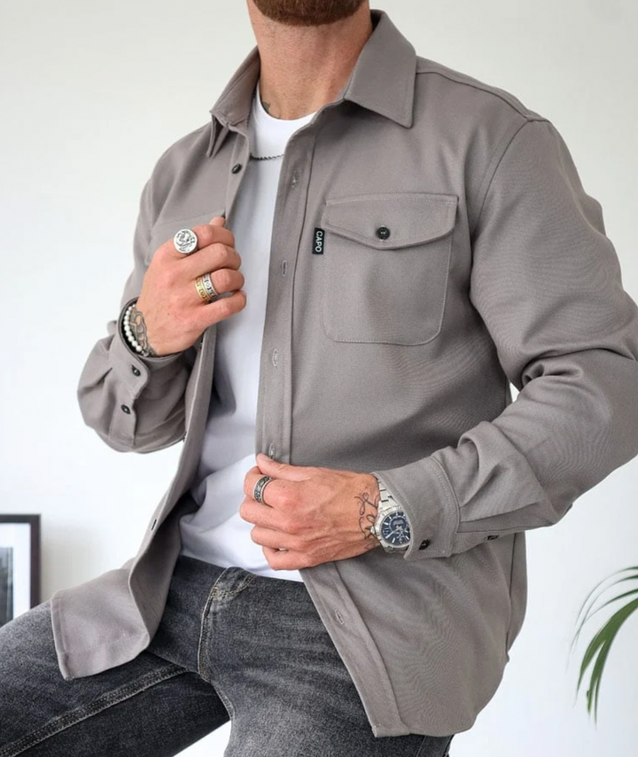 Herren Casual Overshirt mit Knopfleiste und Brusttaschen