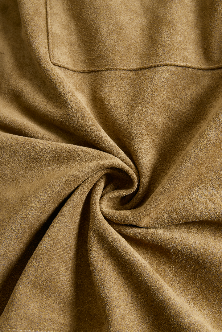 Midi dress in suede look with lapel collar and button placket