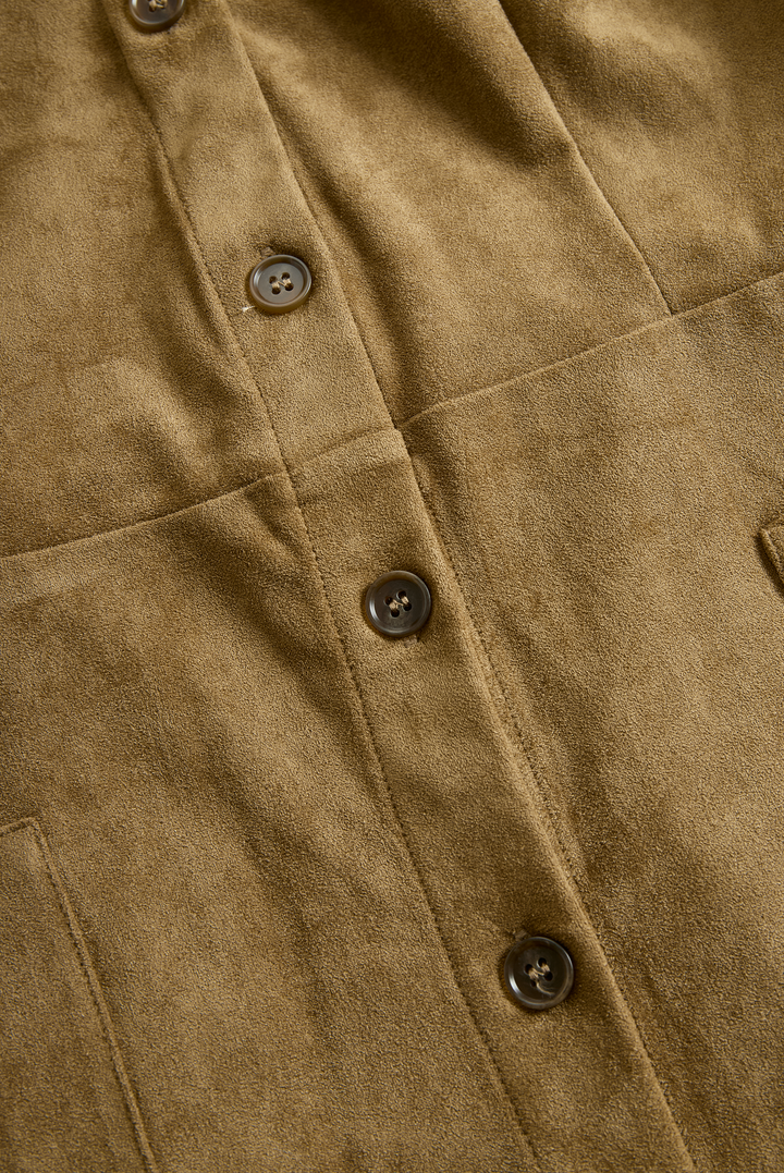 Midi dress in suede look with lapel collar and button placket