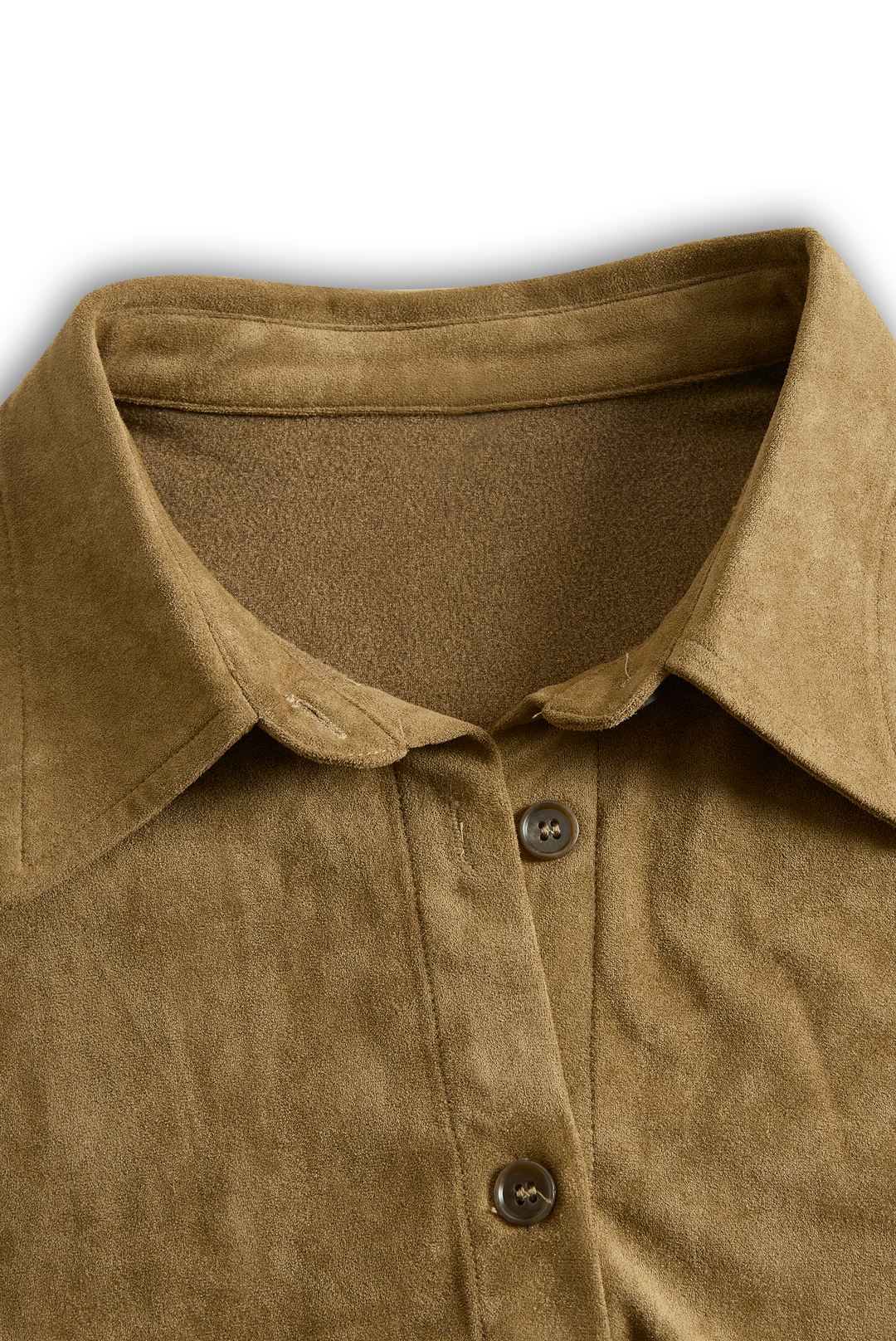 Midi dress in suede look with lapel collar and button placket