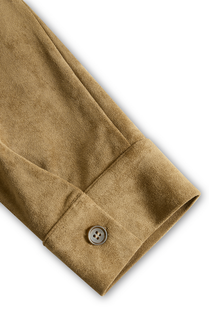 Midi dress in suede look with lapel collar and button placket