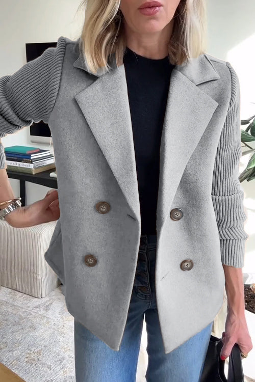 Damen Woll Casual Blazer Mantel Mit Reverskragen – Elegante Alltagsjacke