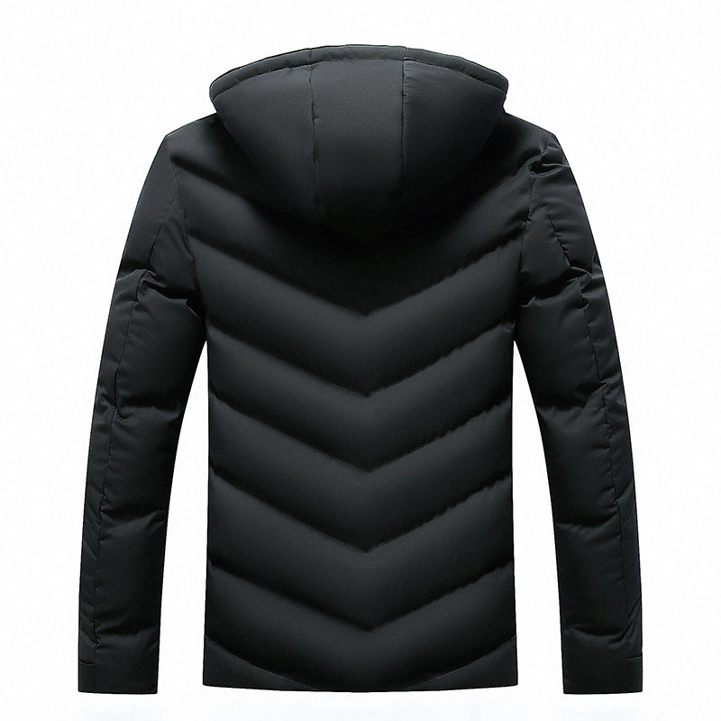 Herren Steppjacke mit Teddy-Fleece-Kapuze und Chevron-Steppung