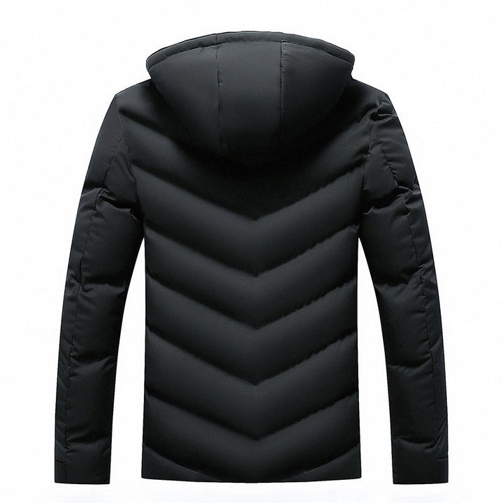 Herren Steppjacke mit Teddy-Fleece-Kapuze und Chevron-Steppung