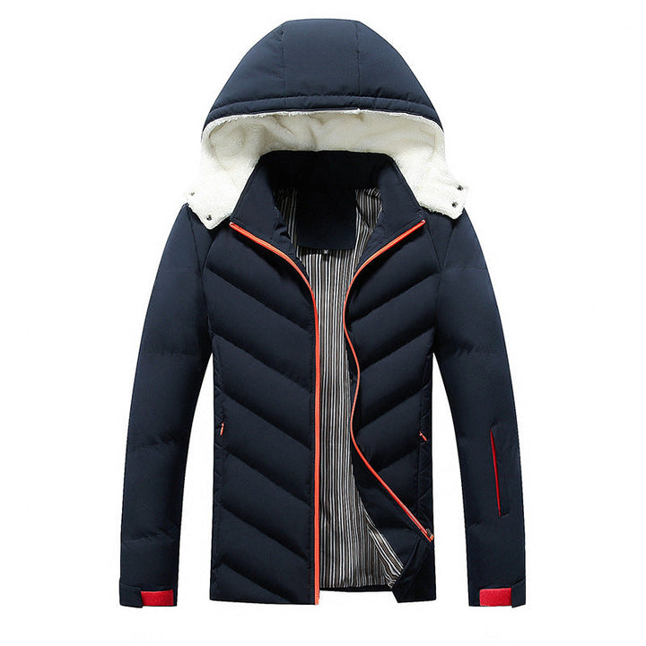 Herren Steppjacke mit Teddy-Fleece-Kapuze und Chevron-Steppung