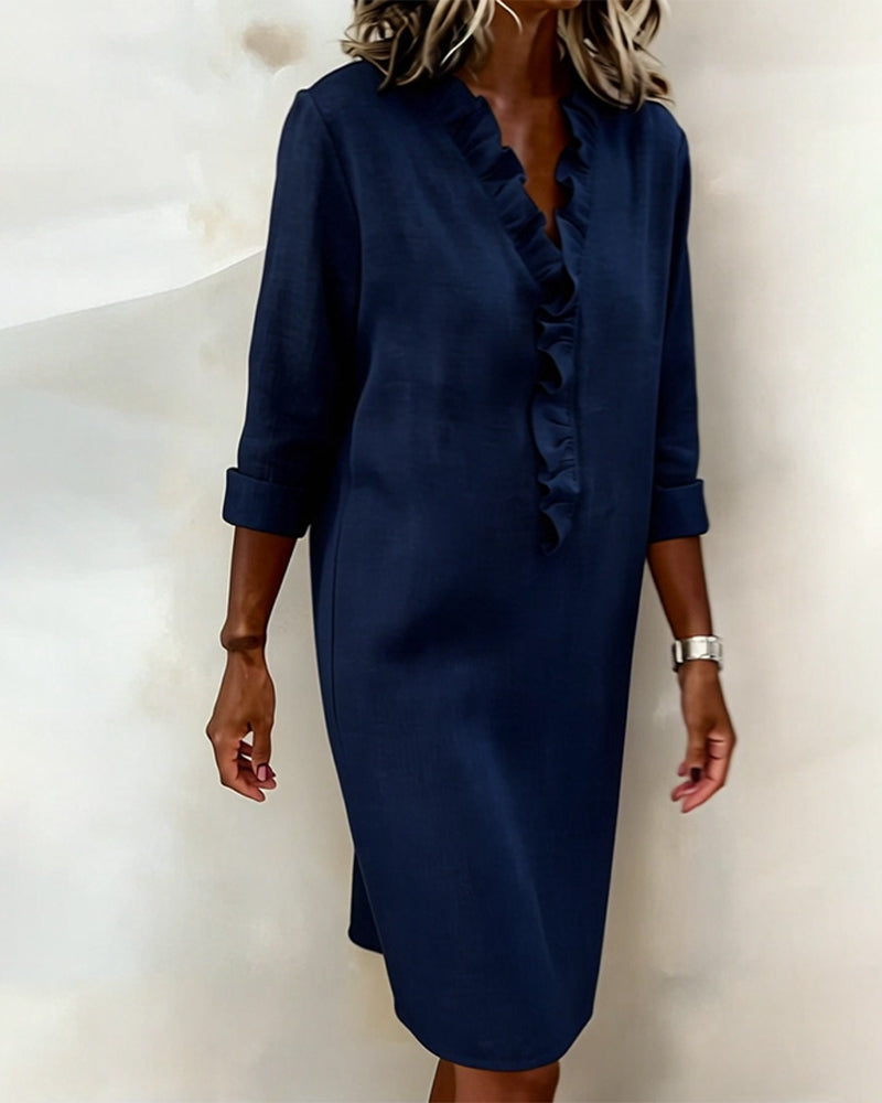 Dorelle Leinen-Volantkleid