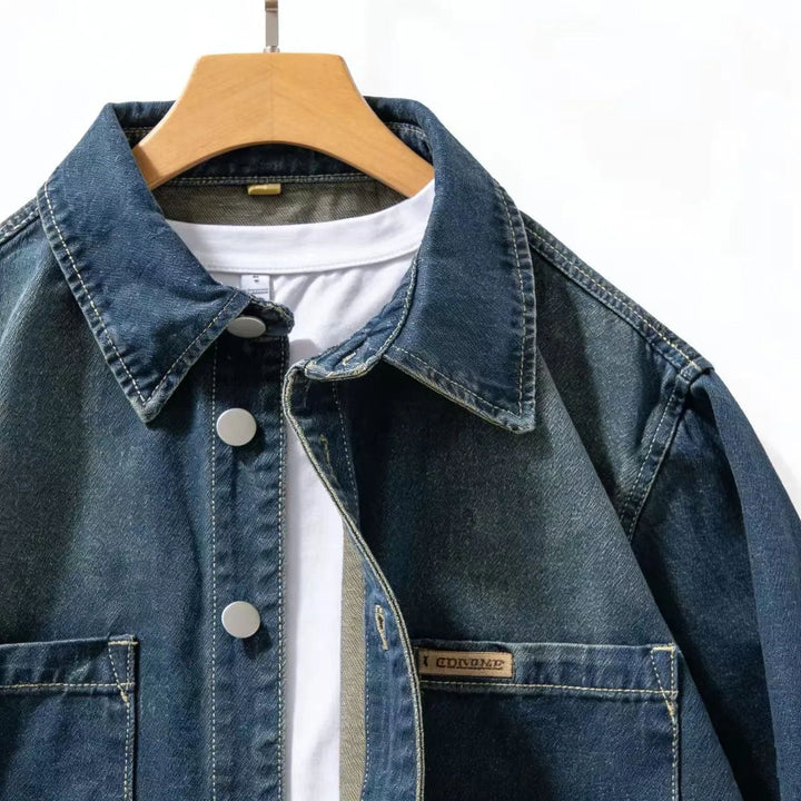 Men's Vintage-Style Loose Denim Overshirt – Classic Casual Layering Jacket