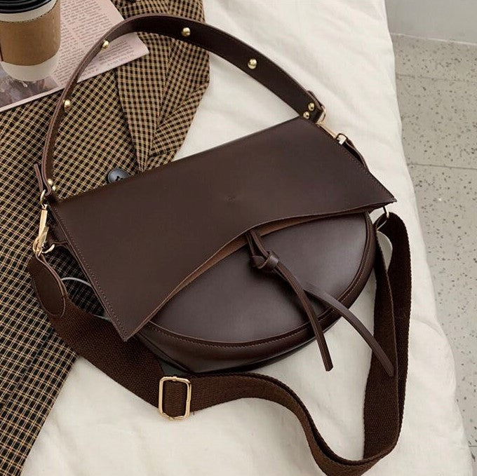 Bolso de hombro vintage para mujer – Cuero vegano con bolsa y correa de lona