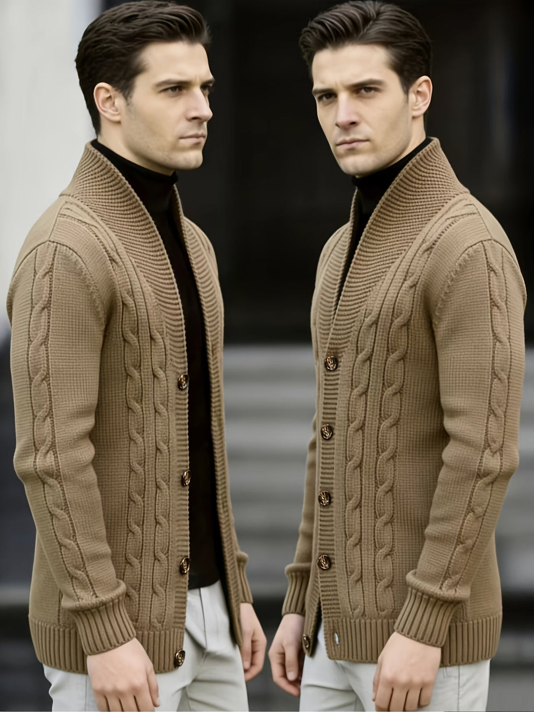 Trevor | Herren Zopfstrick-Cardigan mit Knöpfen