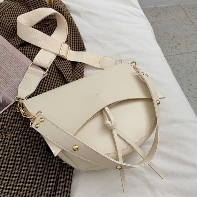 Bolso de hombro vintage para mujer – Cuero vegano con bolsa y correa de lona