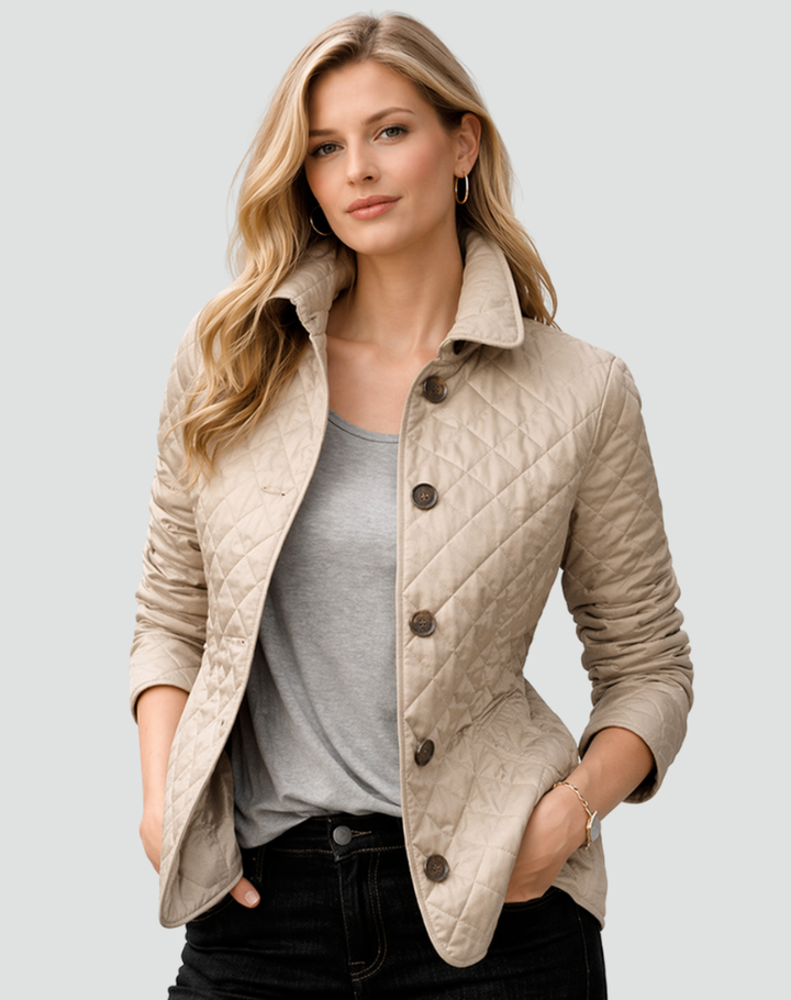 Damen Übergangsjacke Regular Fit Doorgestikt mit Kragen und Knöpfe