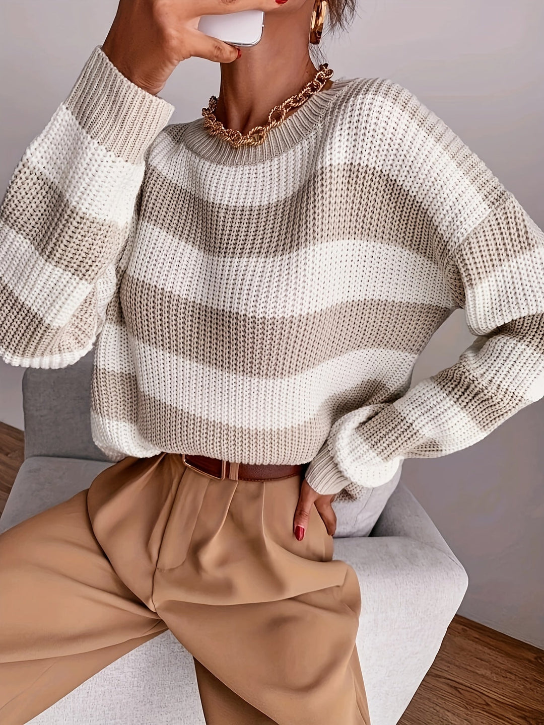 Meredith | Damen Streifen-Pullover