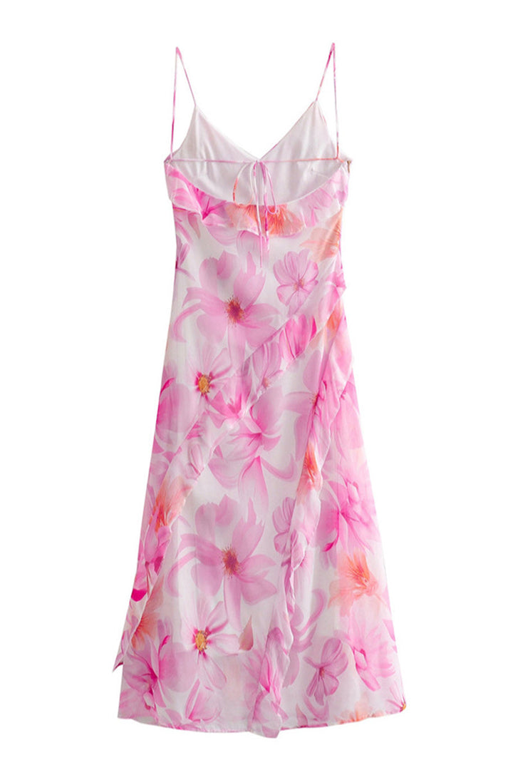 Robe dos nu à col halter avec volants – Robe de soirée légère pour femmes