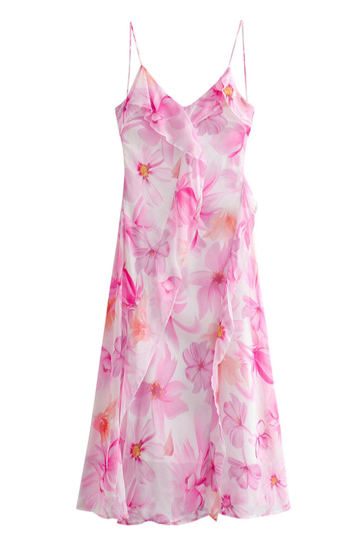 Robe dos nu à col halter avec volants – Robe de soirée légère pour femmes