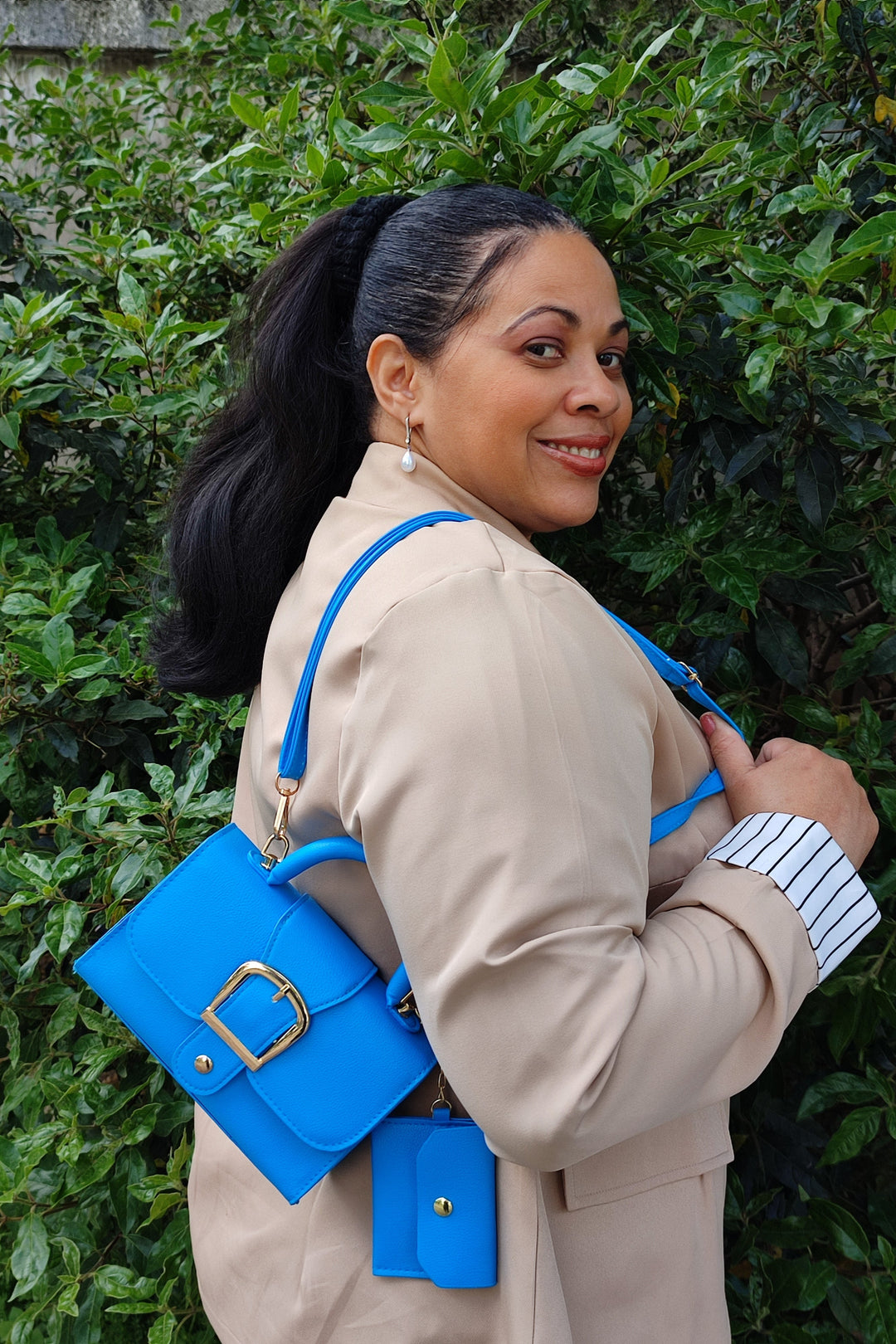 Set de bolso y cartera de cuero vegano lujoso