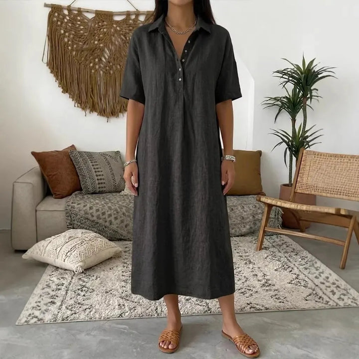 Baumwoll-Leinen Polokleid