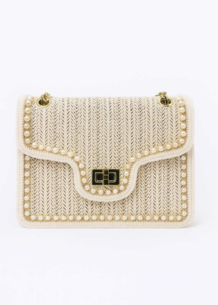 Rattan Handbag Women – Boho Style with Bead Detail