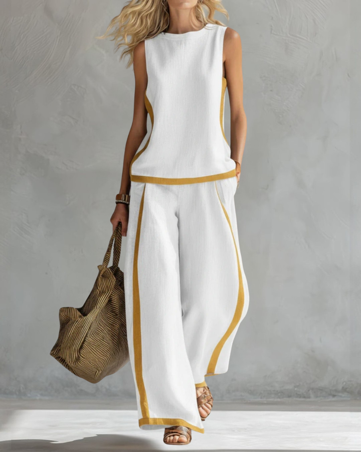 Women's Loose Linen Two-Piece Set - Sleeveless Casual Outfit