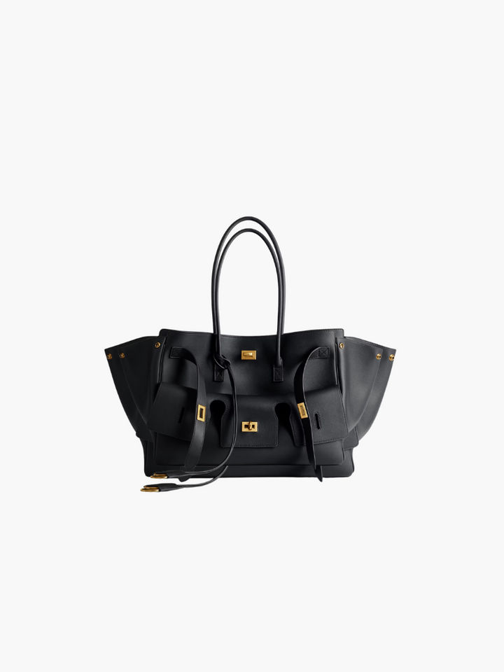 Luxurious vegan leather beach bag – woven tote for women