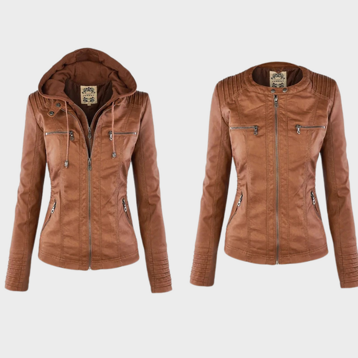 Charlize | Leather hooded jacket