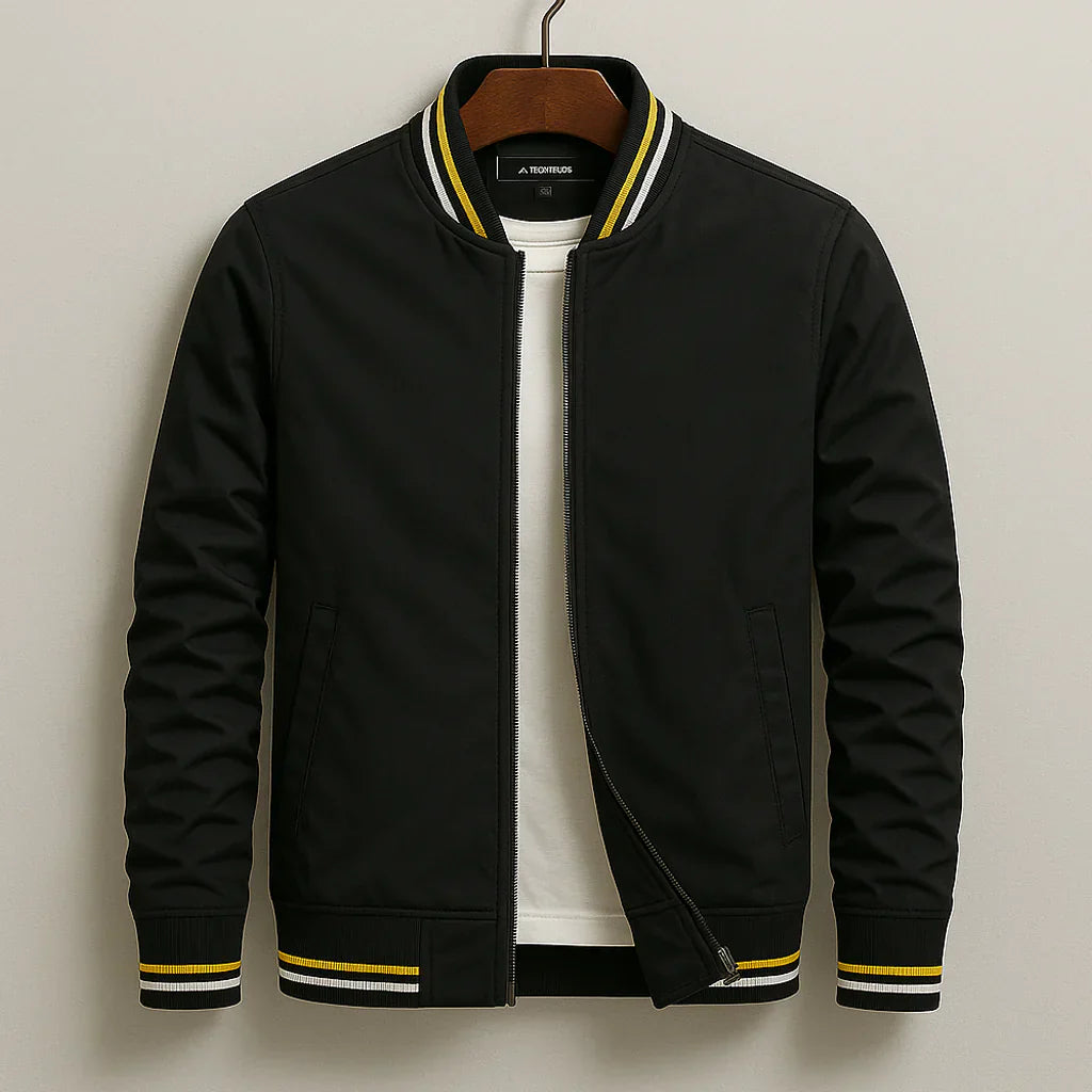 Men's Lightweight Bomber Jacket with Ribbed Collar – Casual Zip-Up Jacket