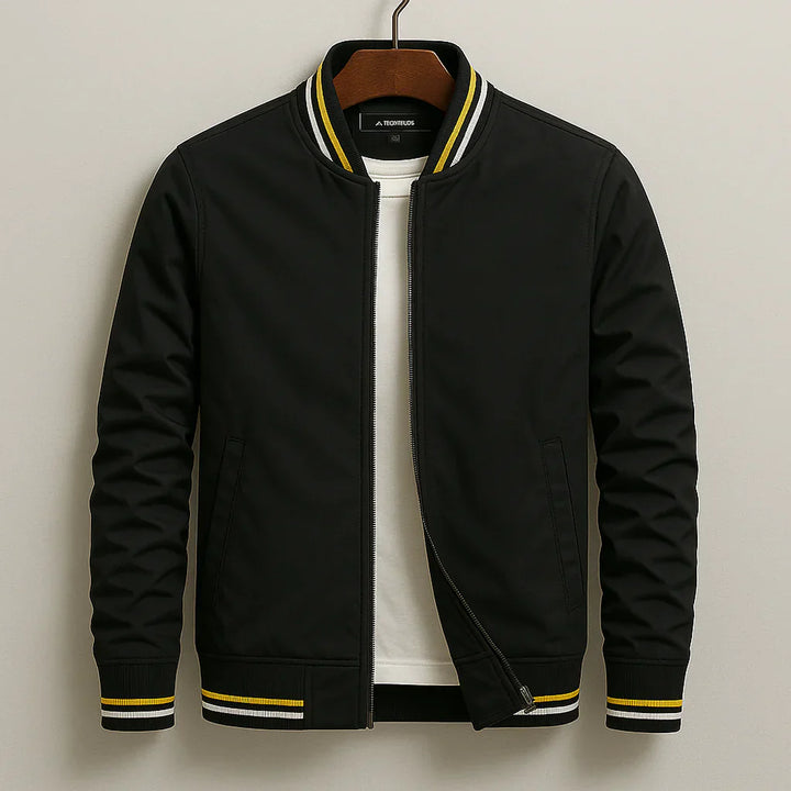Men's Lightweight Bomber Jacket with Ribbed Collar – Casual Zip-Up Jacket