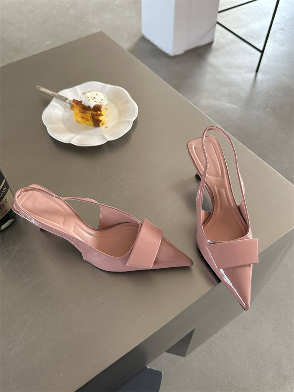 Women's Sandals with Square Buckle Pointed Stiletto Mid-Heel – Elegant Heels