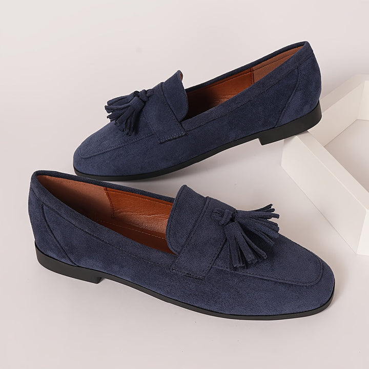 Damskie vintage wsuwane baleriny z frędzlami – miękka podeszwa, buty komfortowe