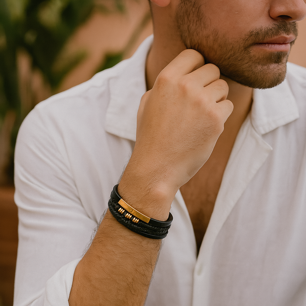 Bracelet en cuir pour homme, pour les occasions décontractées et formelles