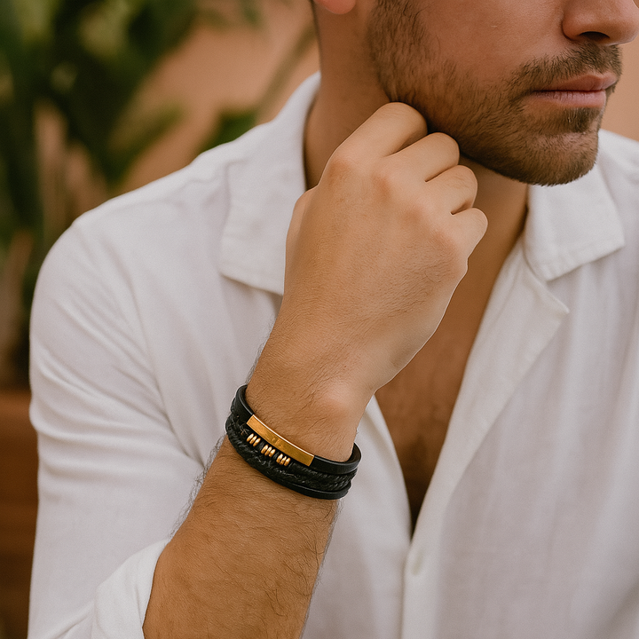 Bracelet en cuir pour homme, pour les occasions décontractées et formelles