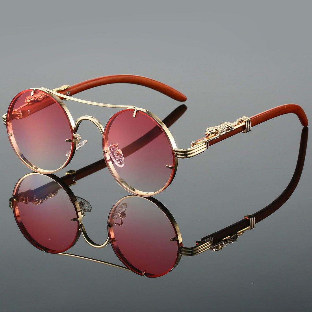 Retro Runde Metallrahmen Sonnenbrille - Rot