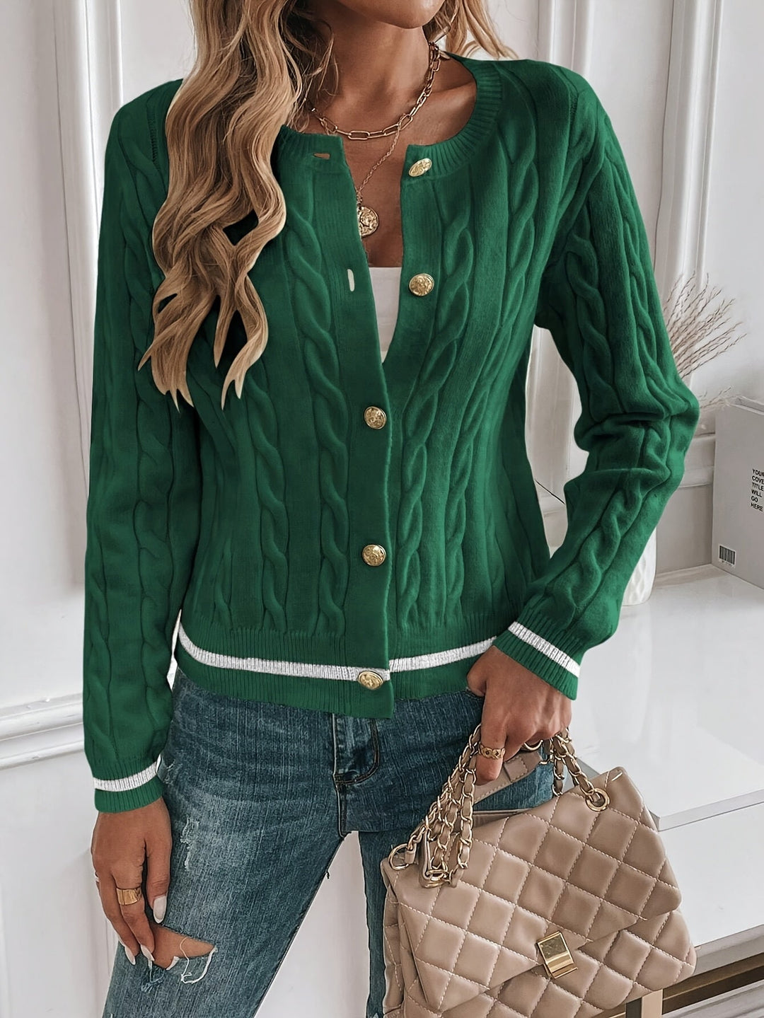 Claire | Damen Strickjacke Zopfmuster