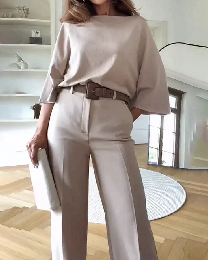 Ensemble femme en coton - Look décontracté avec taille élastique - Ensemble d'été